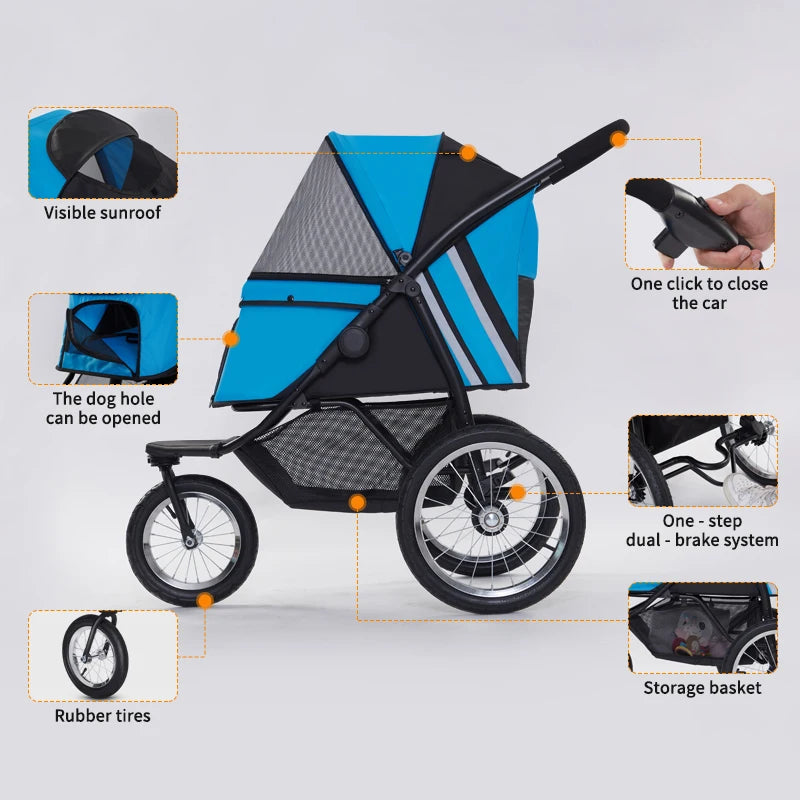 Wholesale  Pet Stroller  Easy To Walk Folding Travel Carrier Designer Customization Dog Stroller Supplies for Small Medium Pets