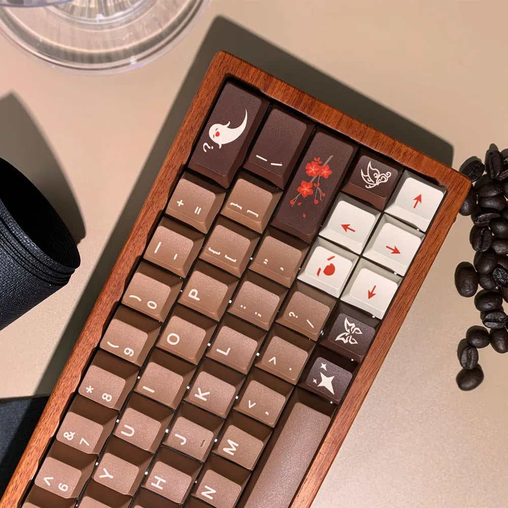 Walnut Color Keycap Original Design Cherry Profile PBT 140 Keys/Sets DYE Sub ANSI Layout For Outemu Kailh TTC Cherry MX Switch