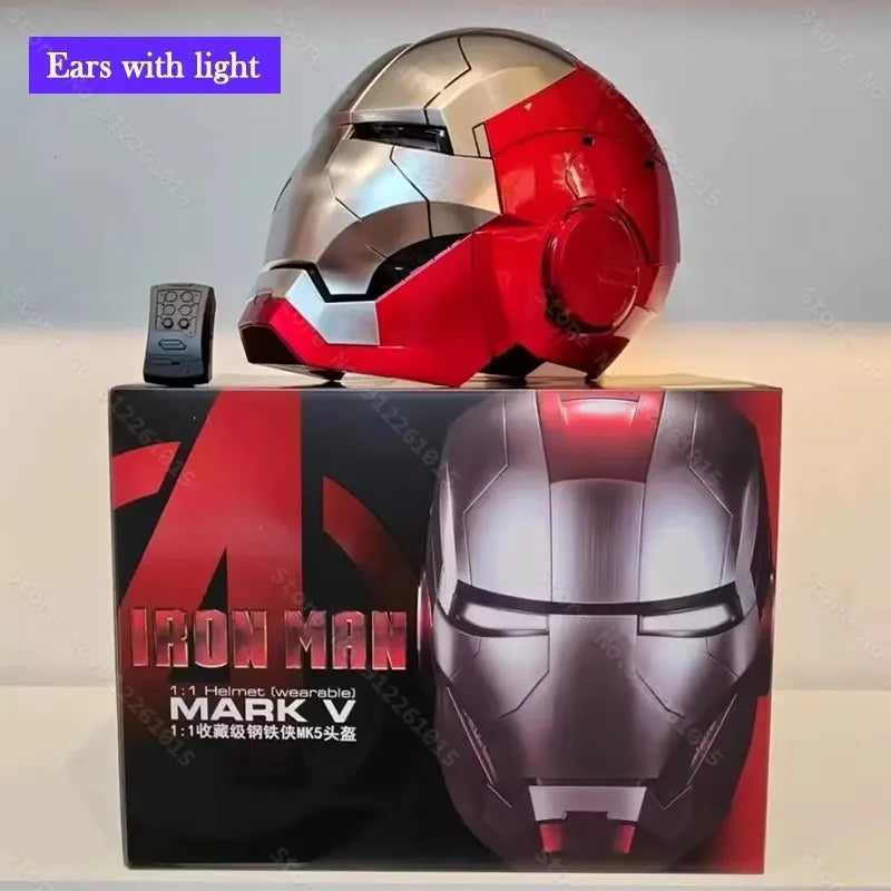 Iron Man Helmet Mk5 Електрическа маска за носене с гласово активиране 1:1 Автоматично отваряне и затваряне Модел Фигурка Играчка за възрастни Подарък