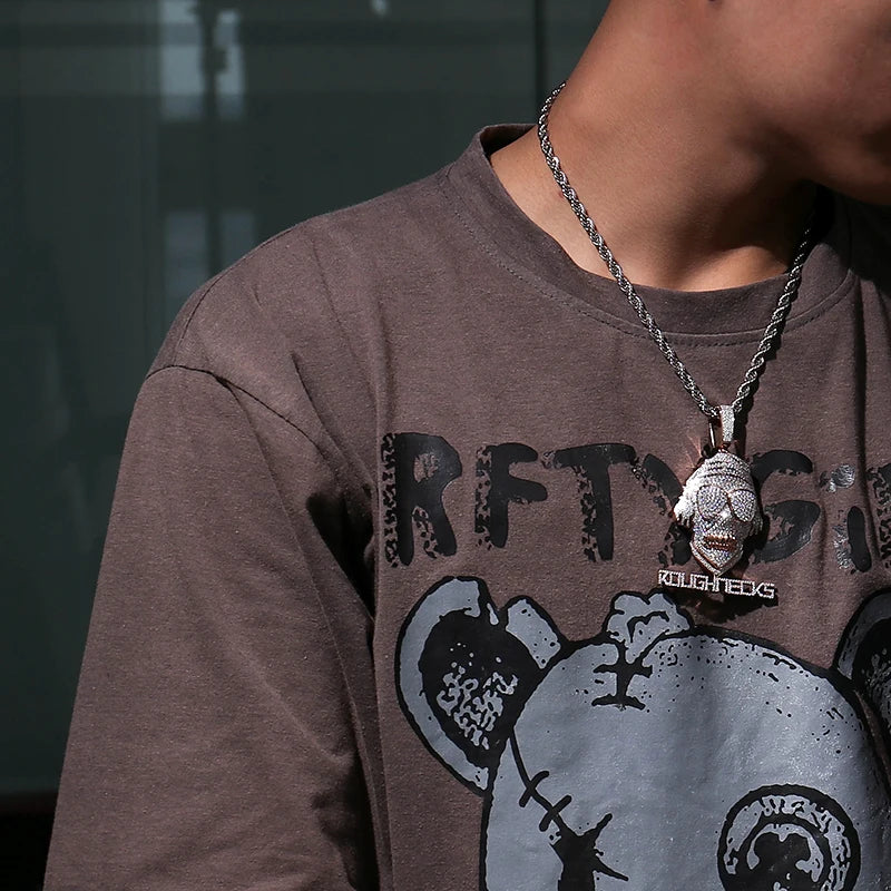 Provence jewelry custom pendant iced out 925 Silver lab diamond hip hop skull pendant for men punk rock party gift for boyfriend