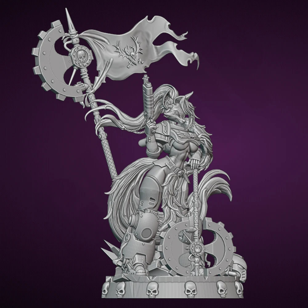 1/24 Loona wolf Space Sexy Resin Figurine Toy Unpainted GK Doll Unassembled 3D Print Assembly Miniature Reduction Statue Toy