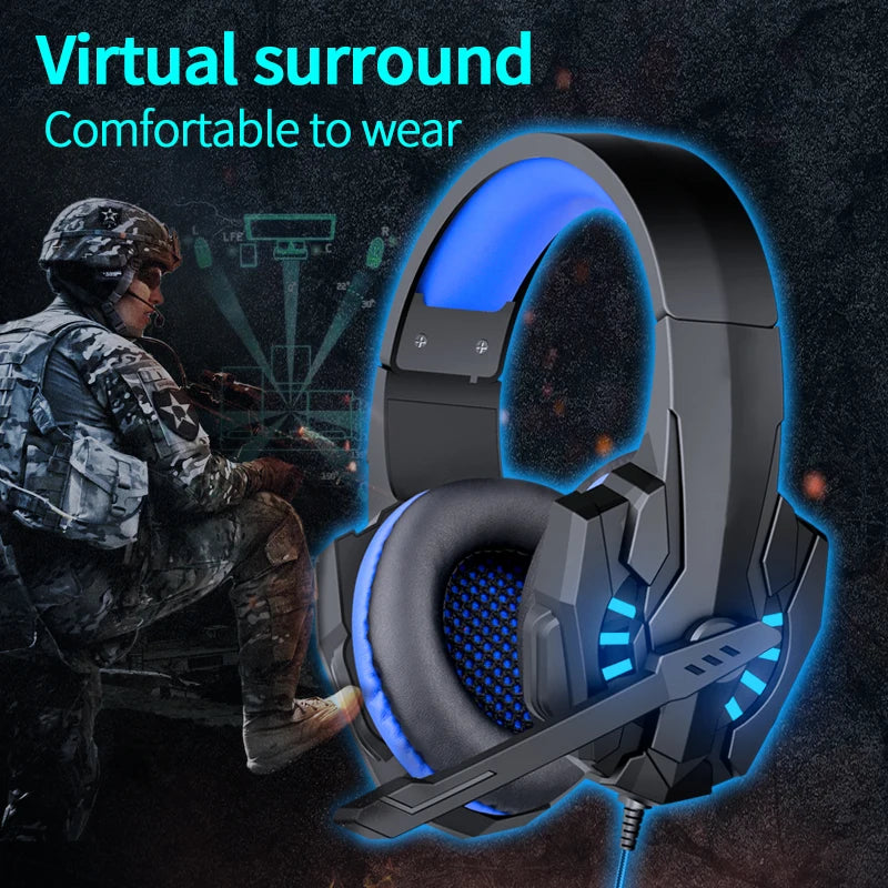 A7 Headphones Wired Gaming Headset Earphones Music For computer With Mic Headset Stereo SVirtual Surround Bass LED Light Gamer