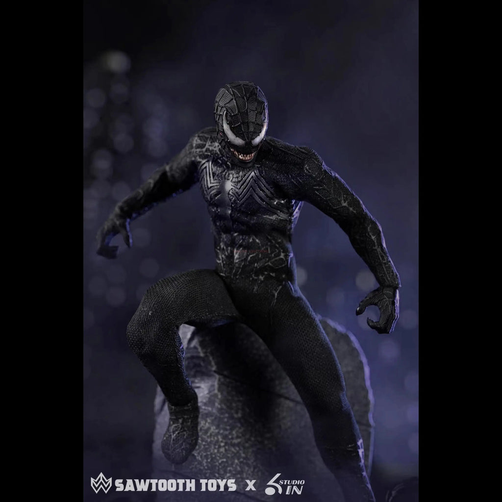 6in & Sawtooth Toys 1/12 Scale Venom Spider-Man Symbiotic Variant Action Figure Anime Peripheral Model Trendy Toys Desktop Doll