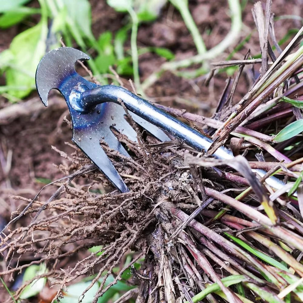 4 Teeths - Multifunctional Hand Weeder for Garden - Durable & Portable Garden Weeding Tool for Vegetable Gardening & Farm Planti