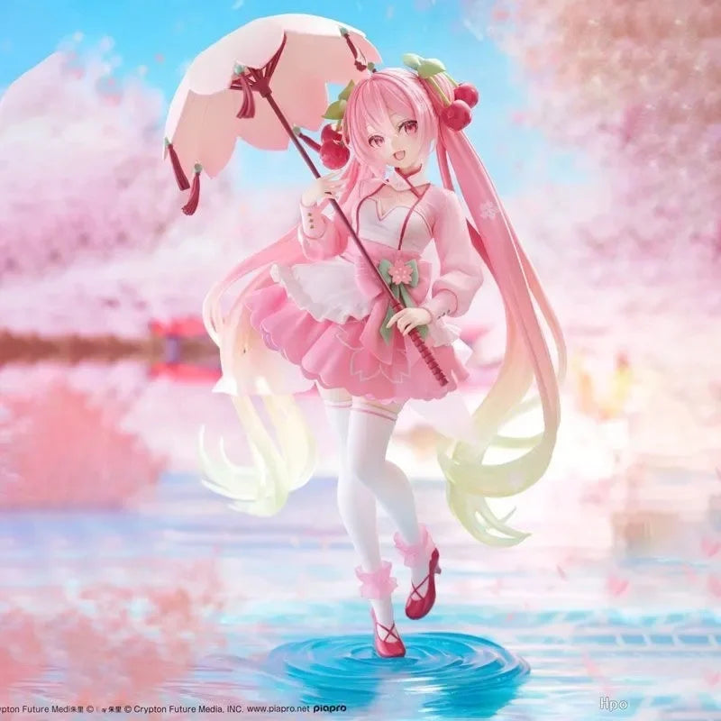Taito Artist Masterpiece Amp Sakura Hatsune Miku Figure Sakura Dress Style With Umbrella Collectible Statue For Anime Fans
