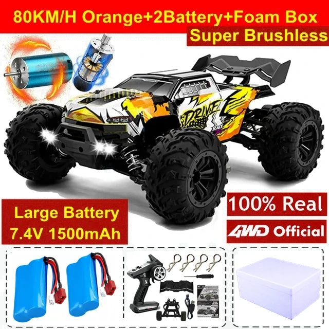 4WD Ferngesteuertes Auto Offroad 4x4 RC High Speed ​​Buggy Truck Super Brushless 50 oder 80KM/H Schnelles Drift Racing Spielzeug Kinder Erwachsene