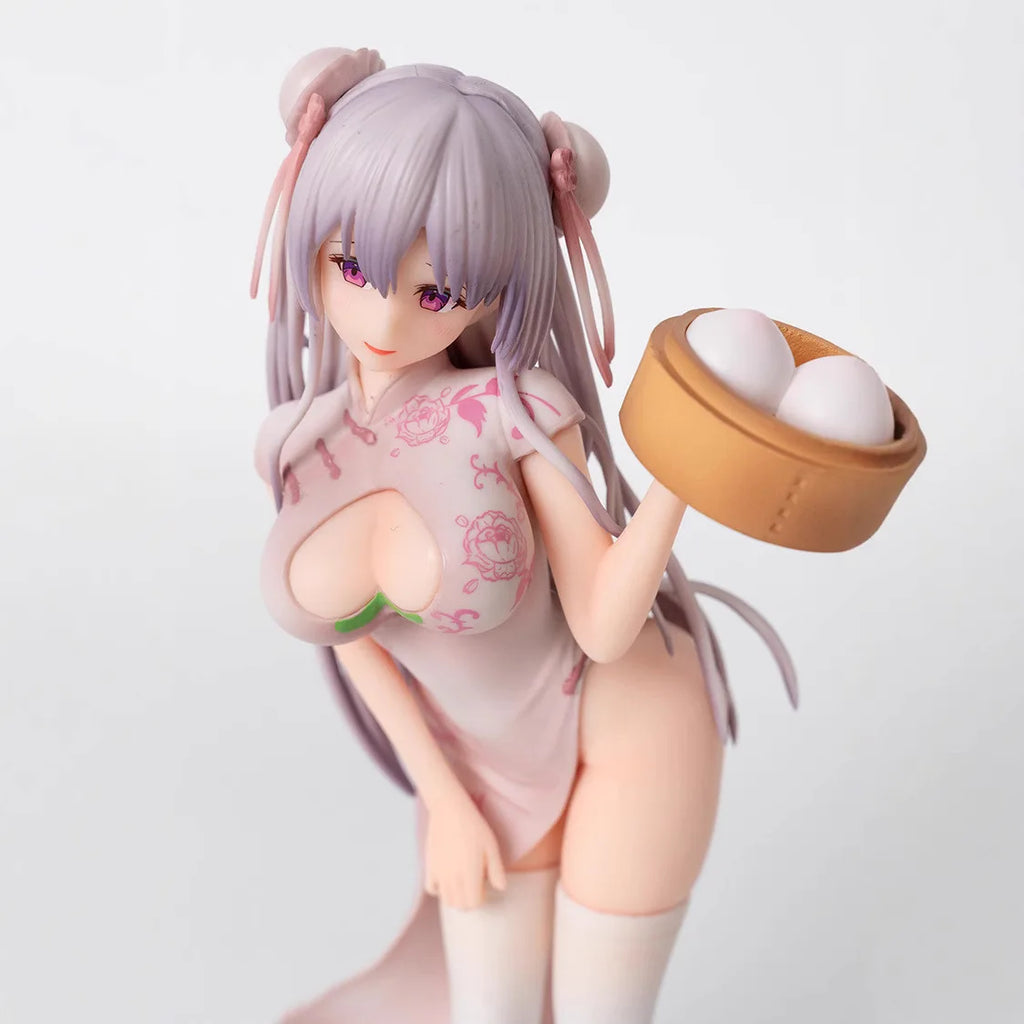 UC Miko's Original Character "Momo Man Jiang" Peach Bun Girl Qipao Standing Figure - PVC Collectible Model Boxed