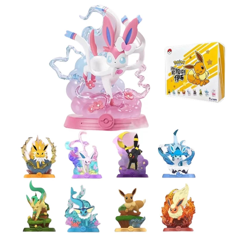 Genuine Original Pokemon Action Figure Eevee Sylveon Vaporeon Umbreon Espeon Flareon 9Style Anime Collection Model Doll Toy Gift