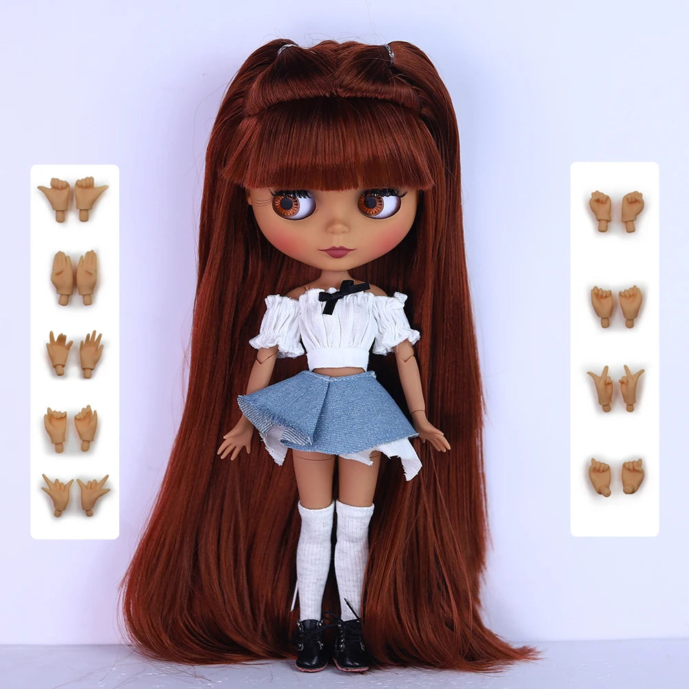 ICY DBS Blyth 1/6 Doll 30cm Black Skin Matte Face BJD Doll Full Set SD