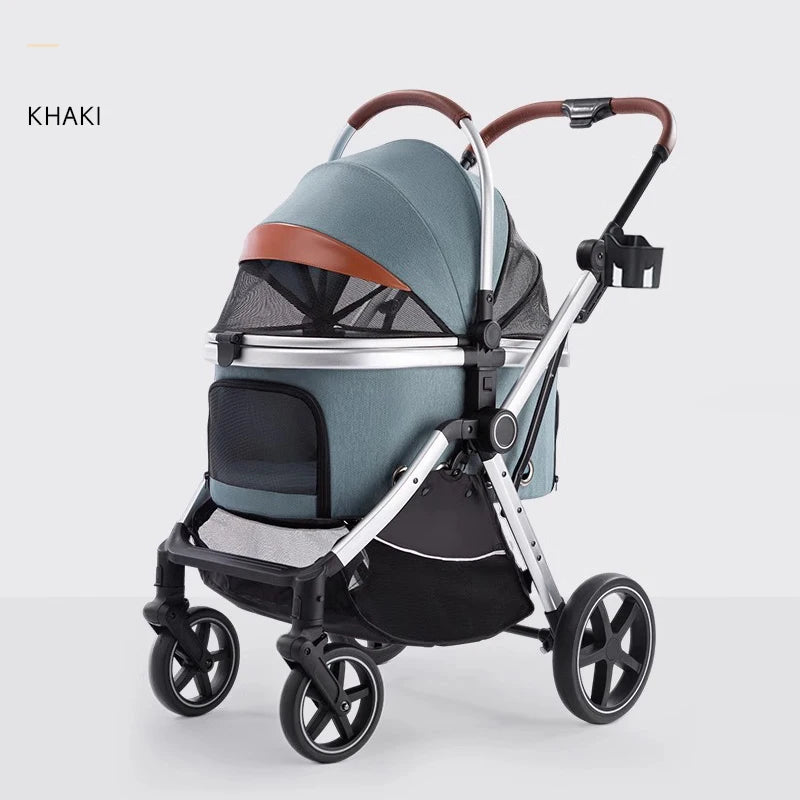 2025 New Strollers Dog Cat Lightweight Foldable Carrier Pet Portable Carrier Detachable Cat Dog Cage Pet Travel Trolley