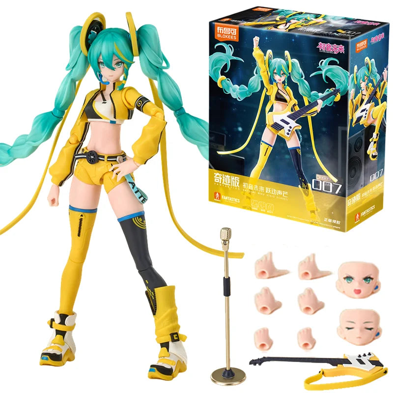 Original Blokees Hatsune Miku Miracle Cherry Blossom Future Lothing Anime Figure Assembled Model Movable Doll Toys Birthday Gift