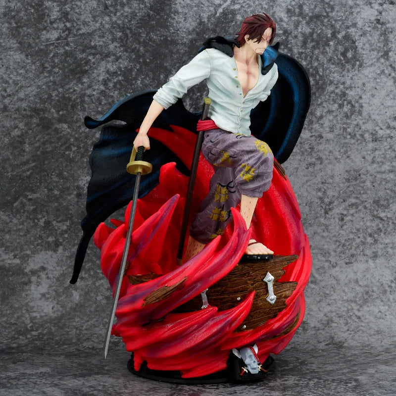 36cm One Piece Anime Figure Gk Red Haired Shanks Four Emperor Knife Pulling Scene Pvc Model Pendant Statue Toy Dolls Kids Gift S