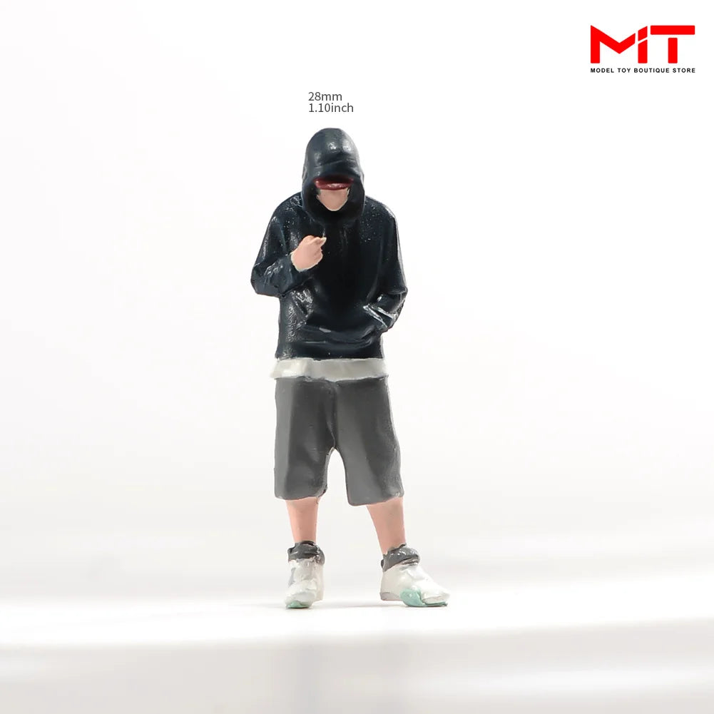 Handgefertigte Miniaturen im Maßstab 1:24, 1:43, 1:64, 1:87: Bemaltes kniendes Mädchen, Junge in Freizeitkleidung, DIY-Kreativ-Szenen-Requisiten, Figuren, Modellfigur