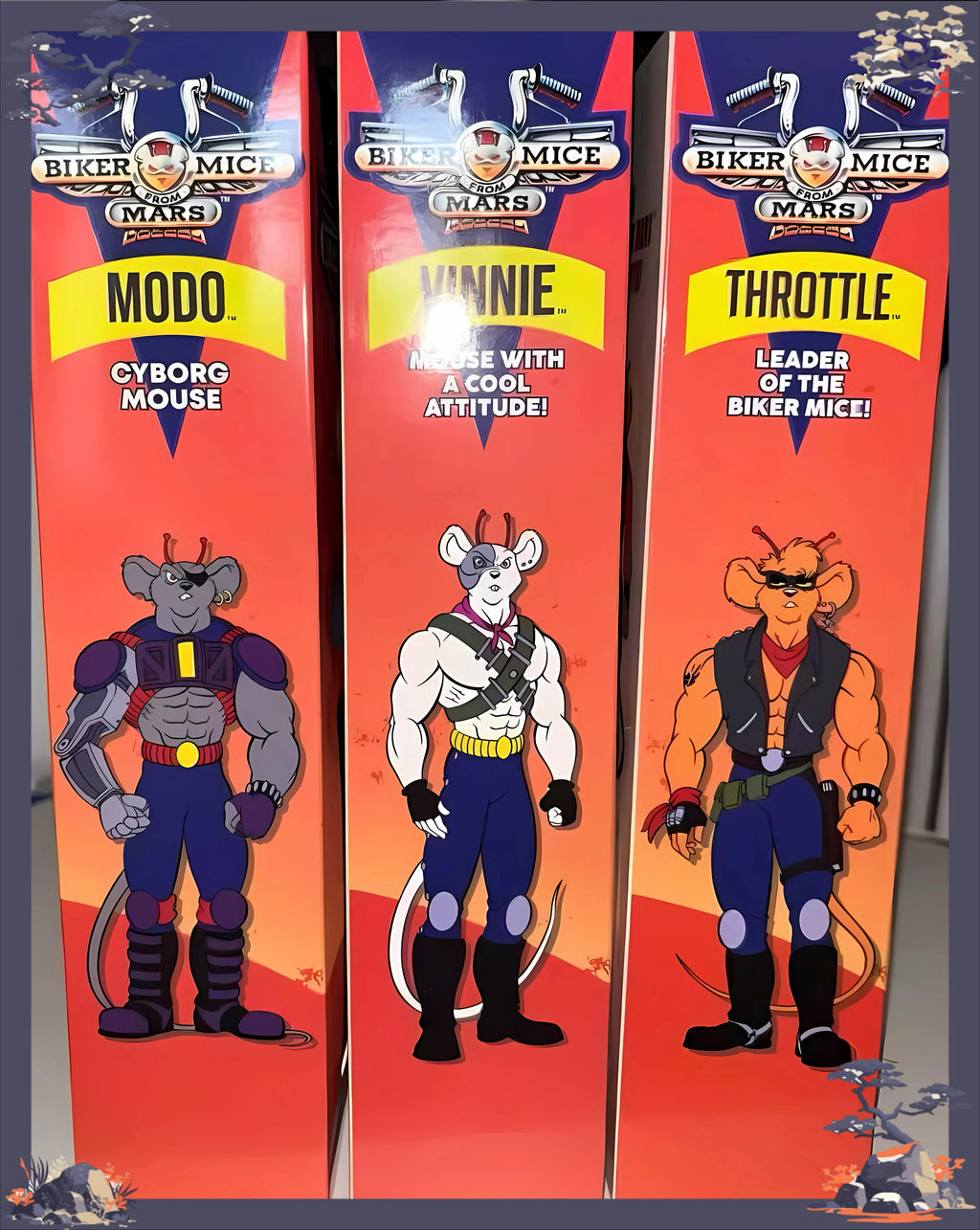 In Stock Biker Mice From Mars Anime Figure 1:12 16cm Throttle Vinnie Modo Three Person Set Action Figure Toys Kid Christmas Gift