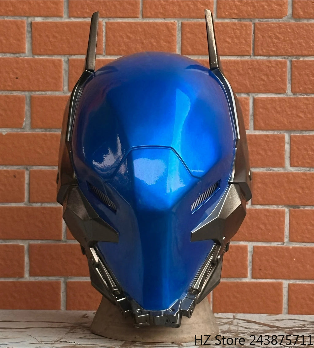 Blue Hood Arkham Knight Helmet: Led Eyes arkham knight mask Fiberglass Cyber Knight Helmet Halloween Cosplay Mask Casque Helmet