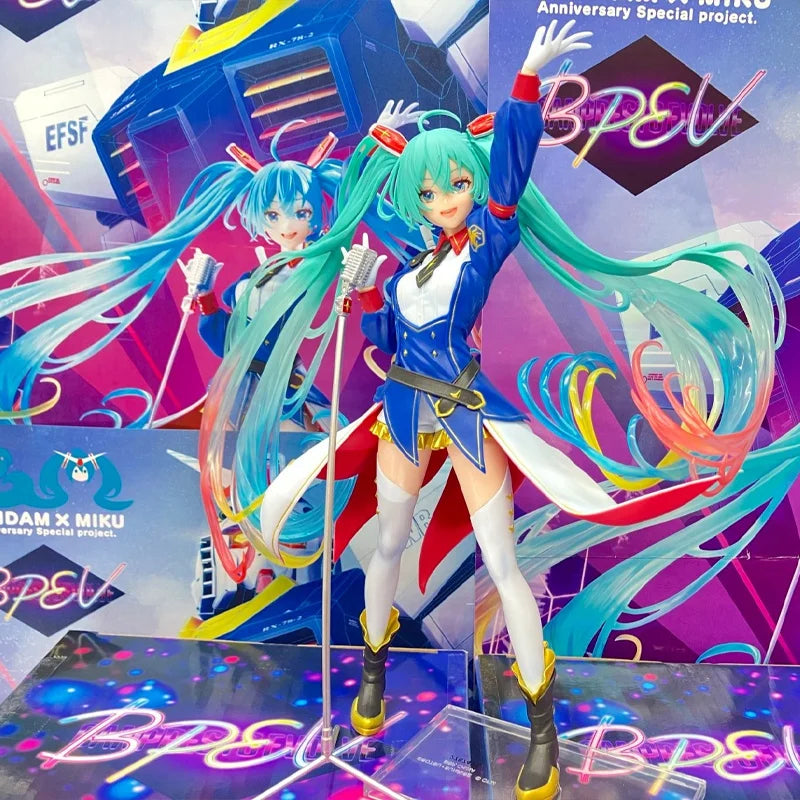 In Stock  Genuine Bandai Evolve Gundam X Miku Anniversary Speical Project Banpresto Vocaloid Hatsune Miku Collectibles Toy