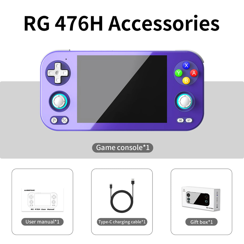 ANBERNIC RG 476H Android Handheld Game Console 4.7"HD Multi-touch Full Screen Hall Triggers Wifi Retro Video Games Player RG476H