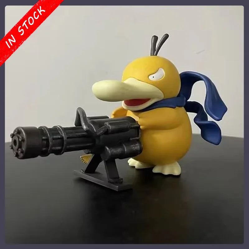 New Pokemon Serie Psyduck Gatling Gun Figure Toy Cute Duck Collection Creative Figurine Model Anime Peripheral Boys Gift