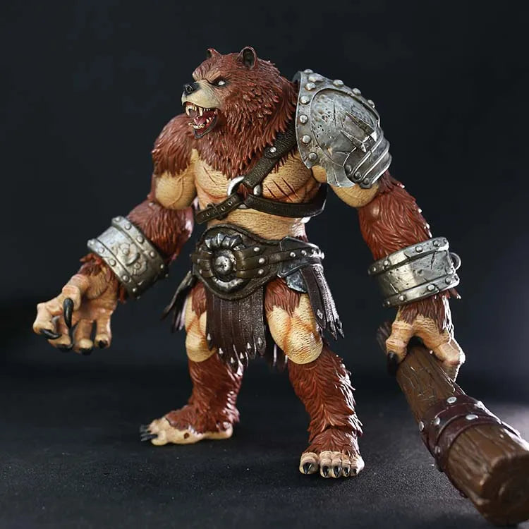 In Stock Memory Toys Adventurers World Brown & White Bearkin Warrior Shardclaw 21CM Articulated Action Figure Model Toy