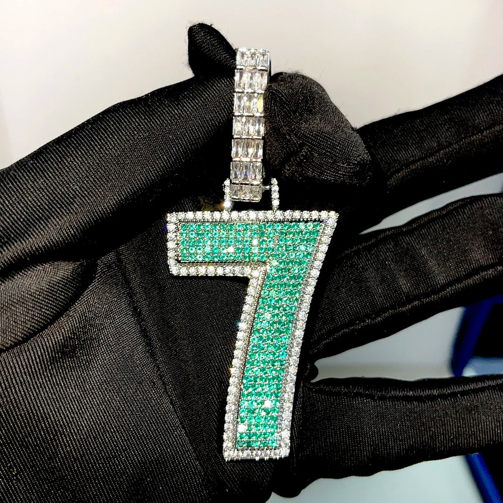 Double Color Customized Letters Name Green Zircon Pendant  Iced Out Necklaces For Men Bling Hip Hop Jewelry Free Shipping