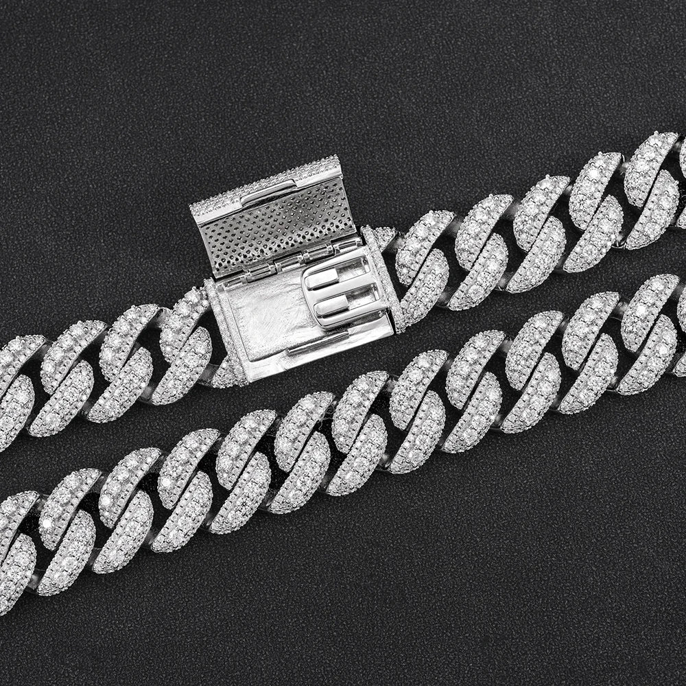 20mm Cuban Link Chain Moissanite Necklaces S925 Silver Real Diamonds Choker for Women Men Pass Tester Drop Shipping