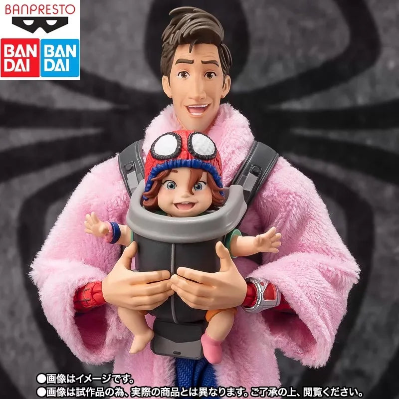 In Stock BANDAI Original SHF Spider-Man Universe Peter B Parkmede Joint Candidate Model Collection Holiday Gifts