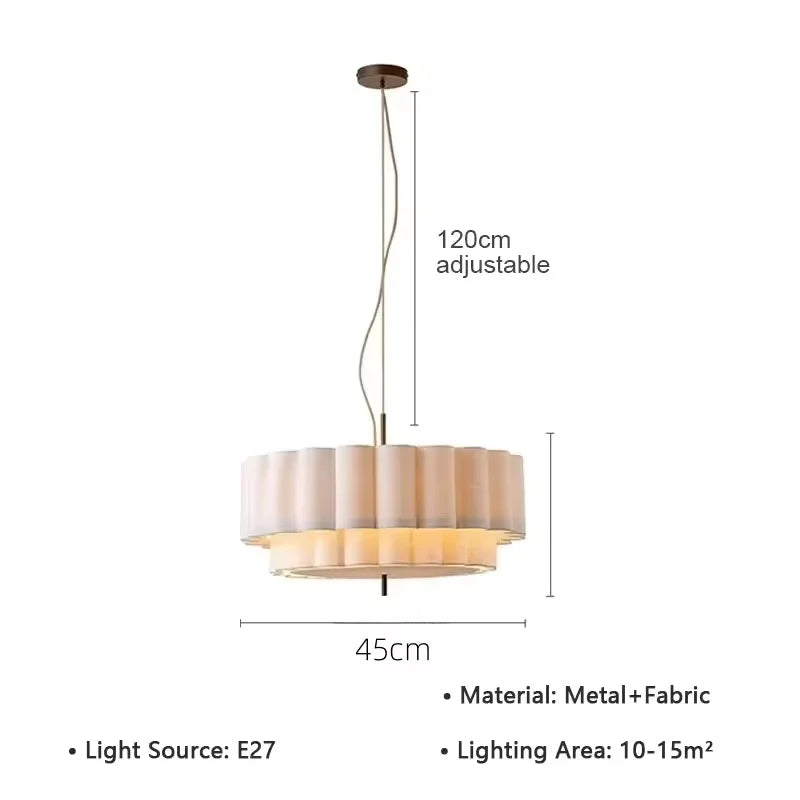 Wabi Sabi Pendant light Fabric Chandelier for Living Dining Bedroom Retro Bohemia Pendant Lamp scalloped natural pendant lamp