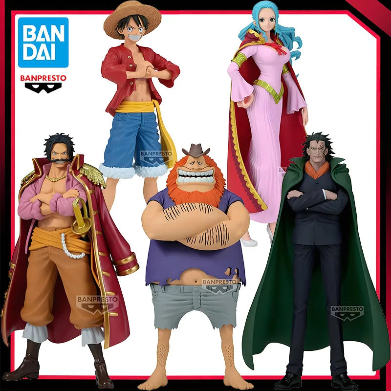 IN Stock Original Banpresto DXF One Piece Luffy Vivi Roger Dragon Saul Genuine Action Figure Anime Model Collectible Toys Gift