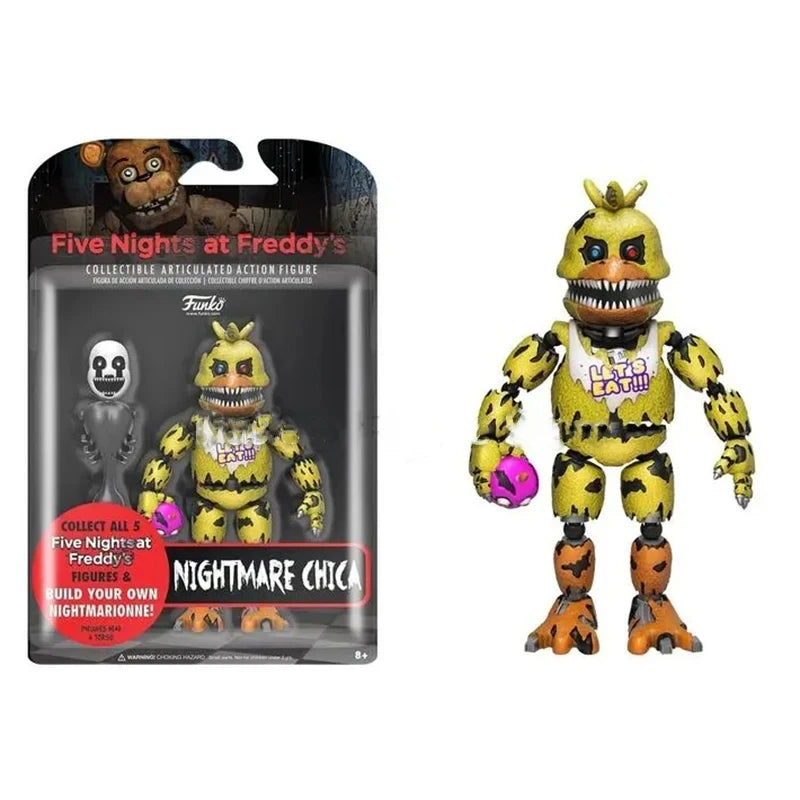 14cm FNAF Figures Nightmare Freddy Bonnie Foxy Chica Action Figure Movable Blacklight Freddy Frostbe Collection Toys