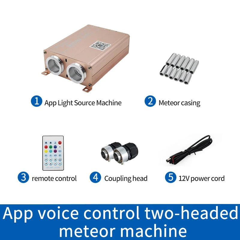 Car Starry Sky Ceiling Modification with Flashing Starry Lights, Dual-Head Voice-Controlled Rgbw Full-Color with White Light Breathing Ceiling Atmosphere Starry Sky Lights