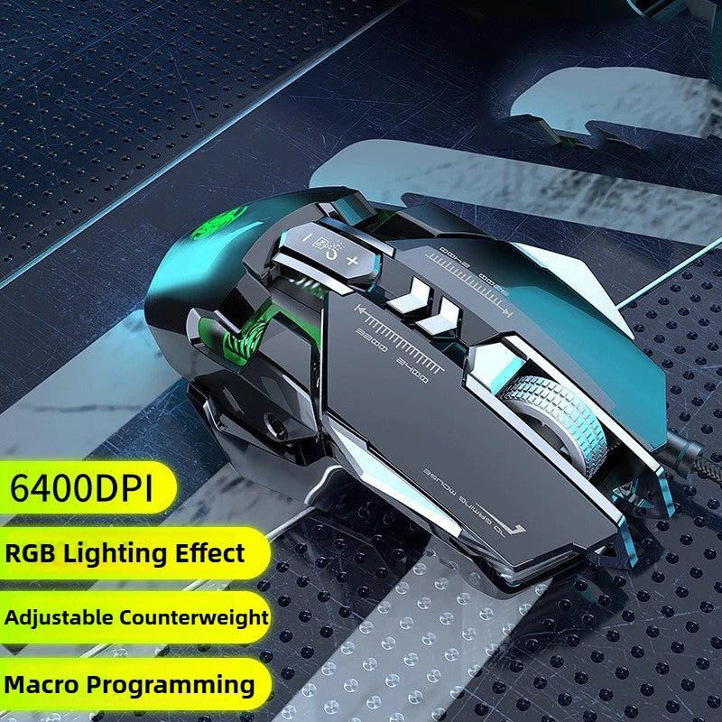 MK500 RGB подсветка с кабелна механична мишка 12800DPI регулируема макро програмиране ергономична геймърска мишка за електронни спортове за компютър и лаптоп