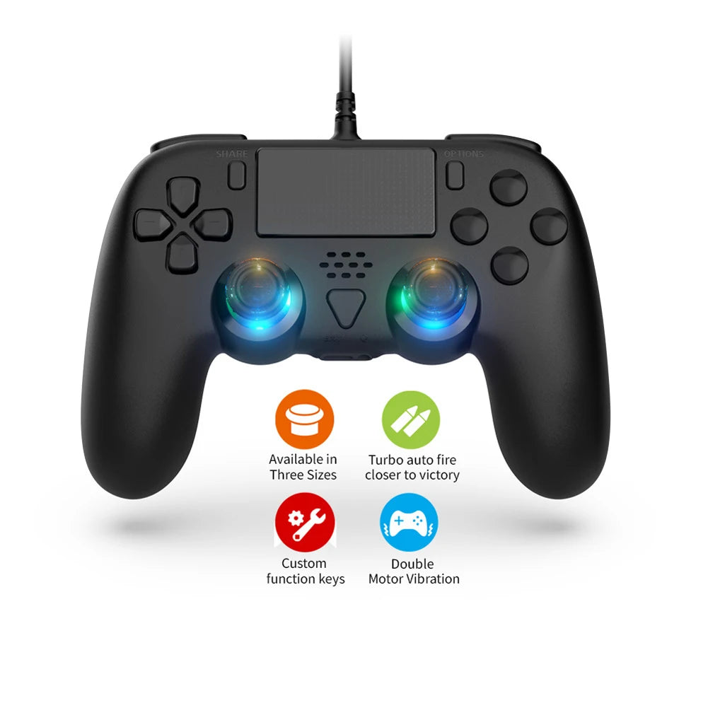 Kabelgebundenes Controller-Gamepad für PS5/PS5 Slim/PC mit Turbo/Dual-Vibration/6-Achsen-Gyroskop