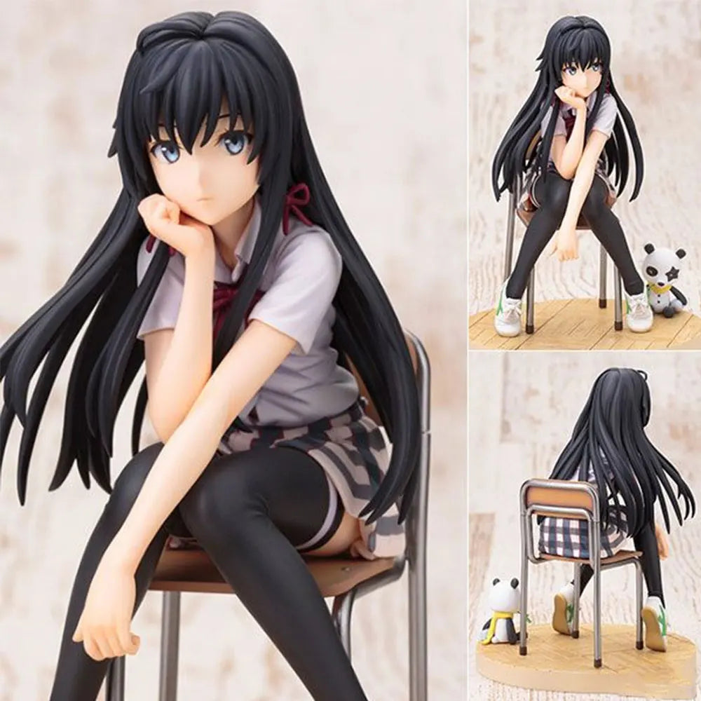 13CM Anime Yahari Ore no Seishun Love Comedy wa Machigatteiru Figure Yukinoshita Yukin Sitting Position Anime Model Toys Gifts