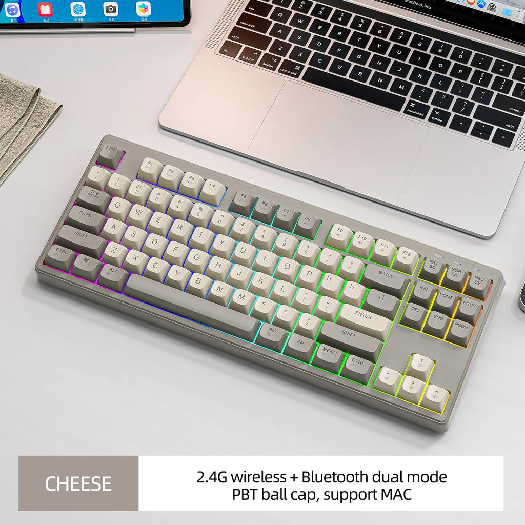 M87 Wireless Keyboard and Mouse Combo, Bluetooth Dual Mode, PBT,Backlit,Rechargeable Keyboard Mouse Kit for Silent Office Gaming