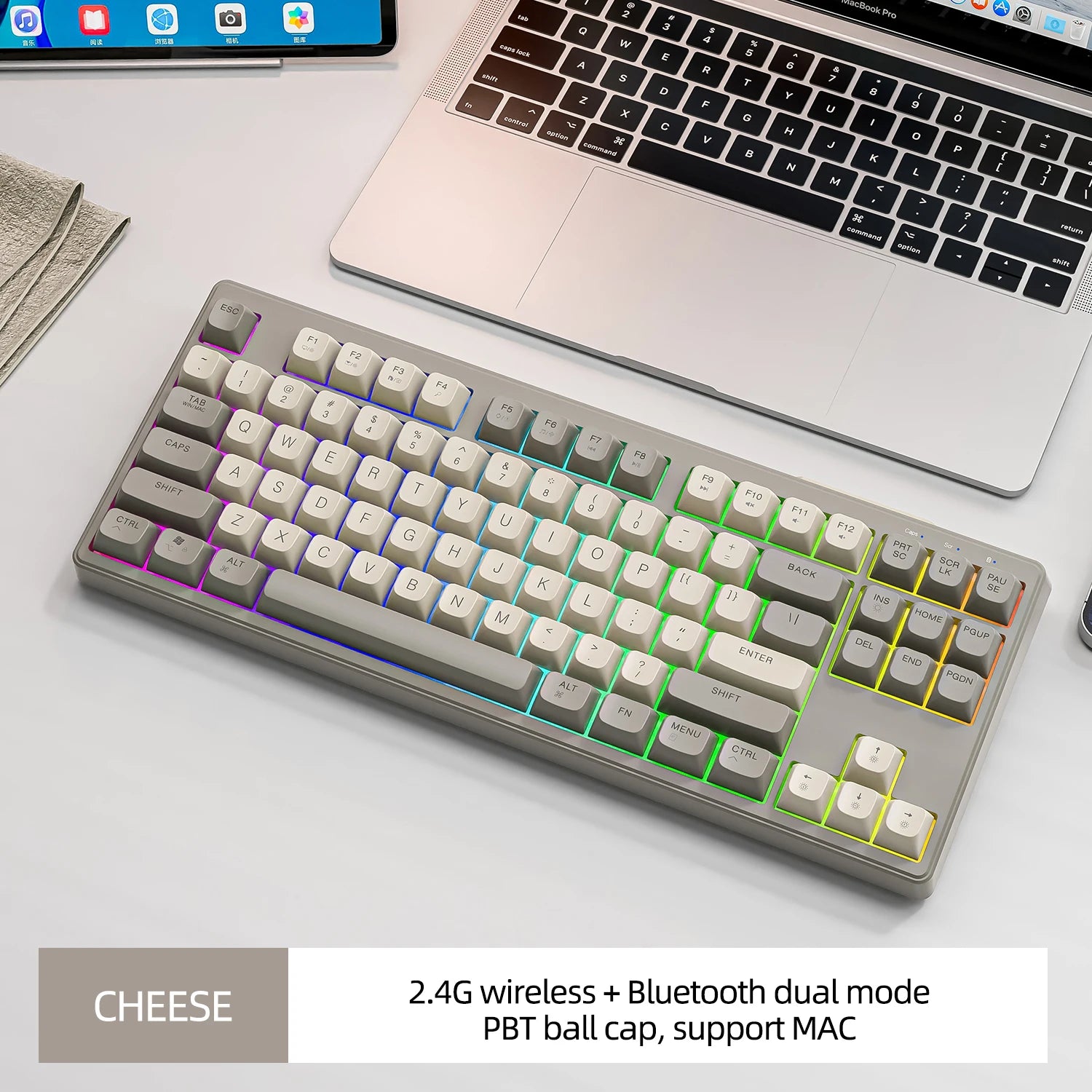 M87 Wireless Keyboard and Mouse Combo, Bluetooth Dual Mode, PBT,Backlit,Rechargeable Keyboard Mouse Kit for Silent Office Gaming