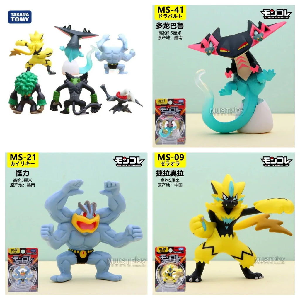 Original Takara Tomy  Figures Zeraora Machamp Rillaboom Zarude Drakloak Darkrai Action Figure Collected Ornament Model Toys