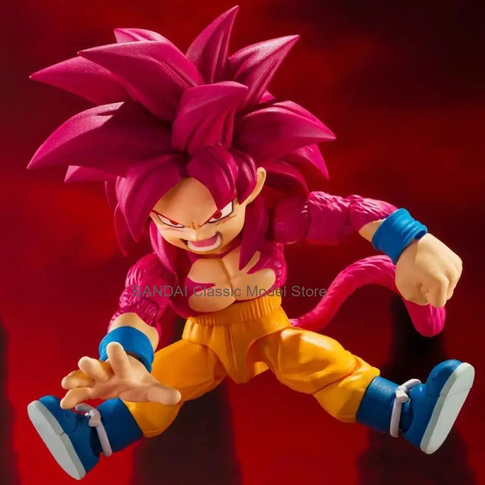 In Stock BANDAI Original Box S.H.Figuarts DRAGON BALL SON GOKU MINI SSJ4 SHF Action Figure Model Gift for Kid Foam Box Packaging