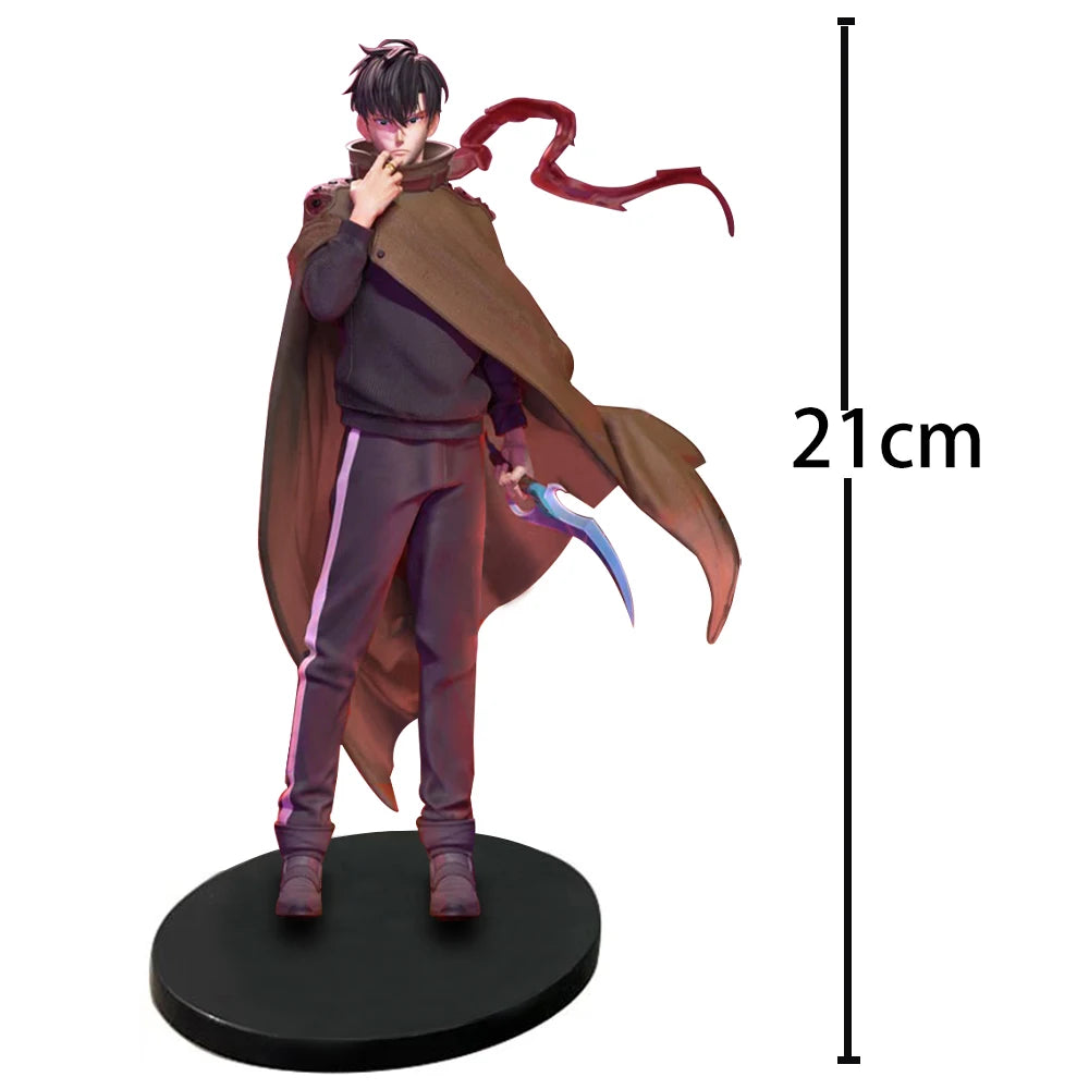 21 см аниме подобрена самостоятелна фигурка Sung Jin Woo екшън фигурка наметало анимирано издание модел бойна сцена статуя играчка кукла момчета подарък