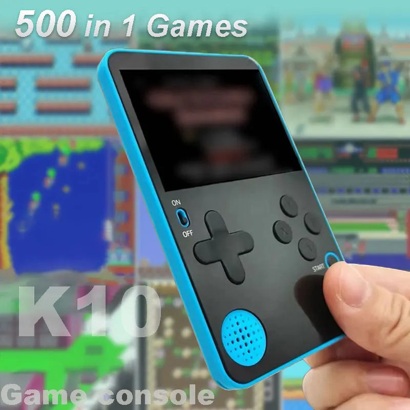 k10 Dünne Handheld-Spielkonsole 2,4 Zoll 500 klassische Spiele für Kinder und Erwachsene Ultra-Retro-Spielmaschine Tragbarer Taschenspiel-Player