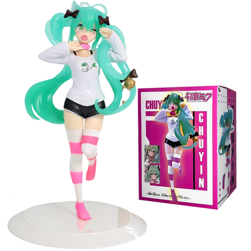 20CM Anime Hatsune Miku X Cinnamoroll Figure Anime Peripheral Collectible Models Decorative Decorations Children Kawaii Gift