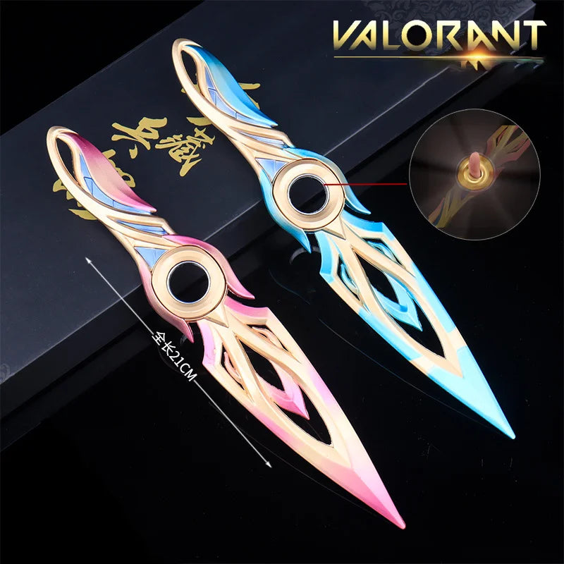 21 см Valorant Mystbloom Kunai Въртящ се шампион Kunai Метален модел Игра Меч за меле Оръжие Фигурка Нож Играчка Момчета Подаръци