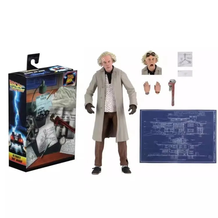 Genuine Neca Action Figure Time Travel Back To The Future Dr. Emmett Brown Figures Deluxe Edition Model Doll Christmas Gifts