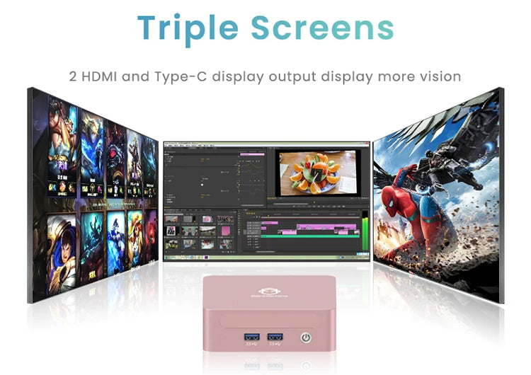 GenMachine Ryzen PRO 6800H MINI PC Windows 11 8C/16T 3.2Ghz LPDDR5 6400Mhz 24G RAM 256G ROM WIFI6 BT5.2 Diy Gaming Computer