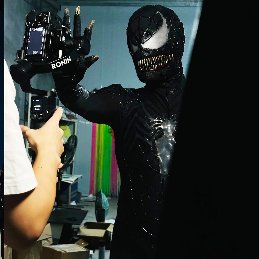 Venom Spider-Man Suit with Mask Movable Chin 1:1 3D Colour Printing Handmade Customized Spiderman 3 Jumpsuit Halloween Costume