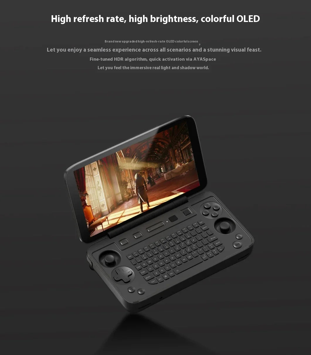 1S KB  Flip Game Console 7" 1080P 144Hz OLED Screen Portable Handheld Console HX370 8840U With Keyboard Game Machine
