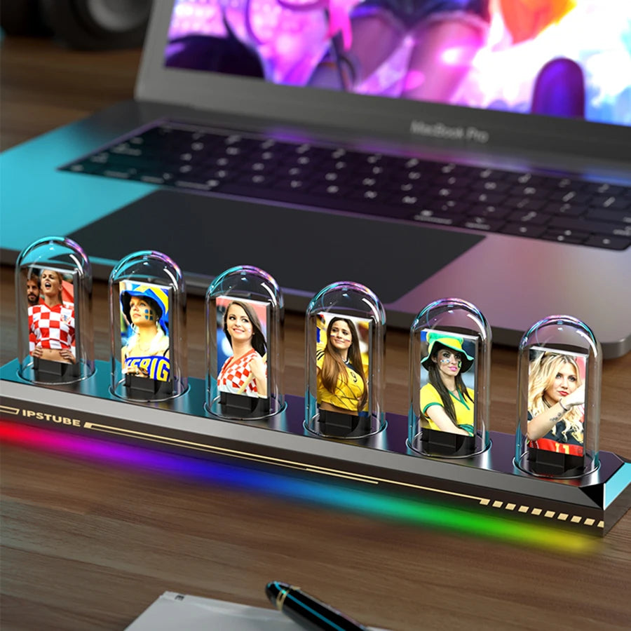Nixie Glow Tube Clock Night Light RGB Color Tube IPS Display Screen Smart APP Control Ambient Lighting For Table Decor