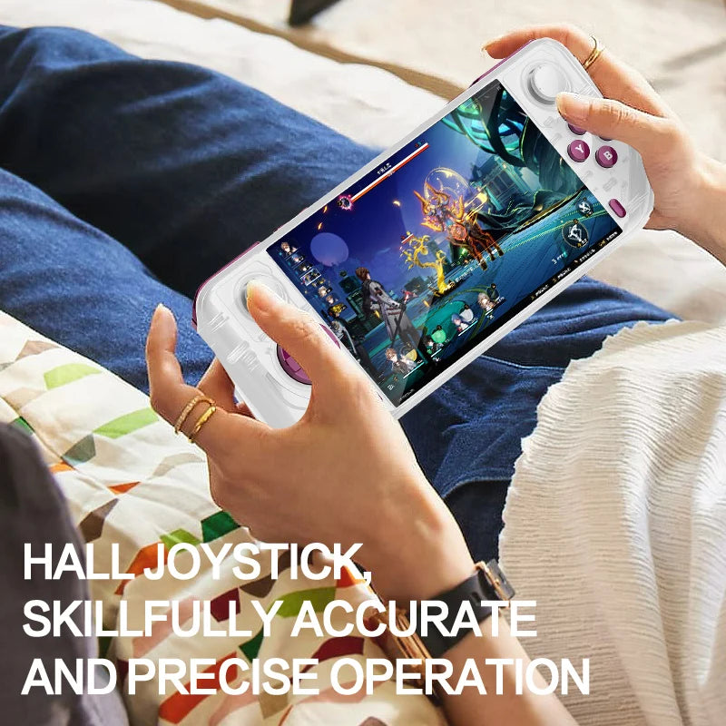 E6MAX Android Handheld-Spielkonsole mit 8-Kern-Prozessor, 64-Bit-Touchscreen, 4+32 GB Speicher, Retro-Design und 5-Zoll-Bildschirm.