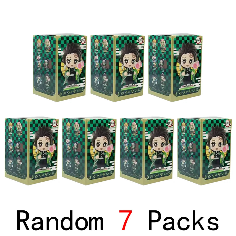 Anime 6Pcs/Set Q Version Demon Slayer Figurine  Boxed Model Ornament Accessory Cartoon Movability Kits Mascot Kid Toy Gift
