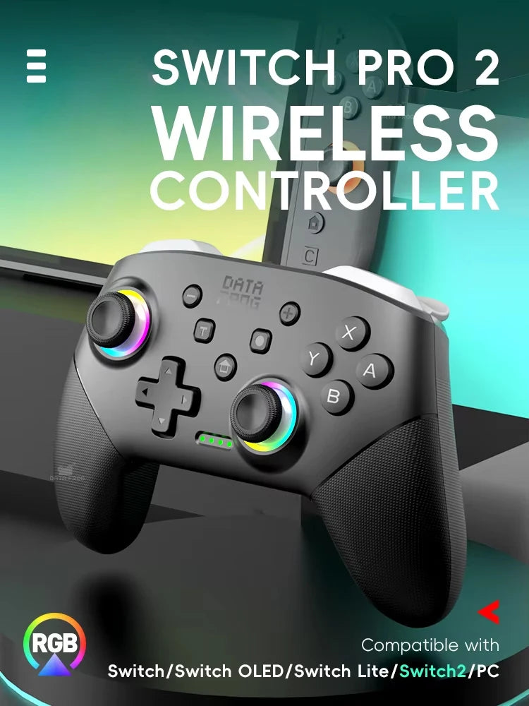 DATA FROG Wireless Pro Controller Universal Gamepad for Console with Gyro Sensor Dual Vibration Rechargeable Joystick