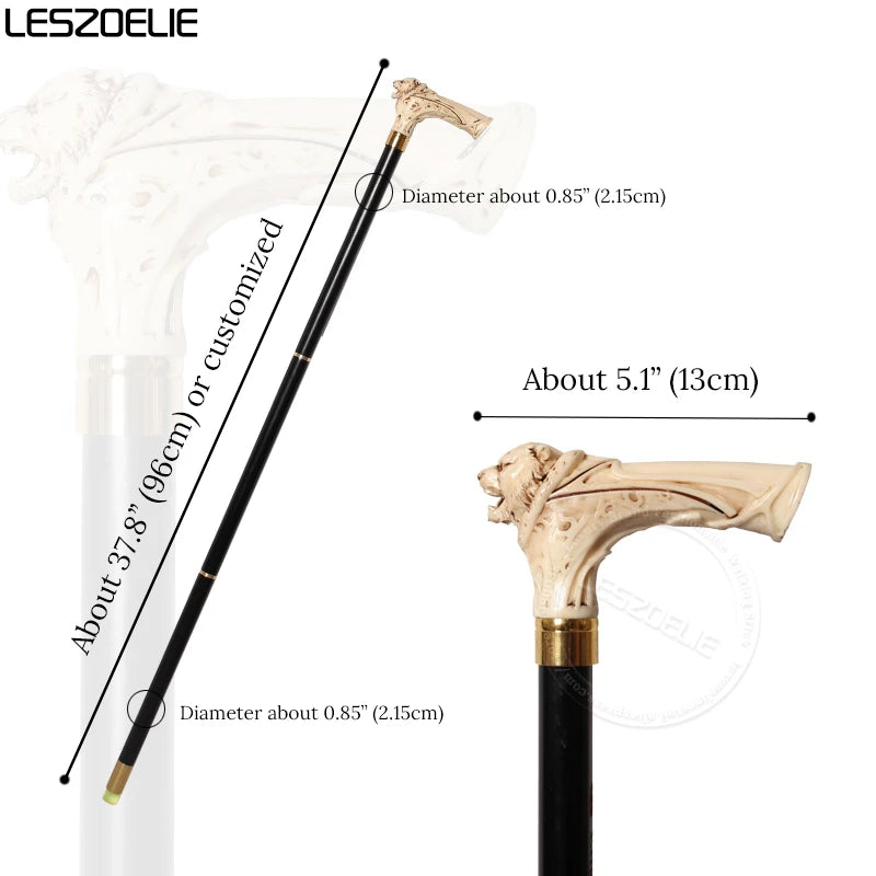 96 cm Tigerkopf mit luxuriösem Mustergriff, schwarzer Stock, Herren, deutscher Buchenholz-Gehstock, Damen, modische dekorative Stöcke
